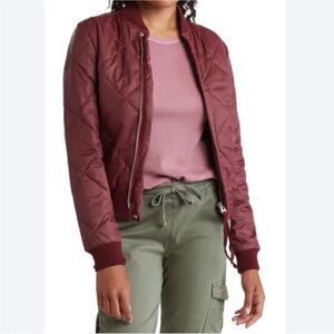 NSF Clothing Quilted Jacket Size XL Women Full Zip Full Zip Burgundy Long Sleeve